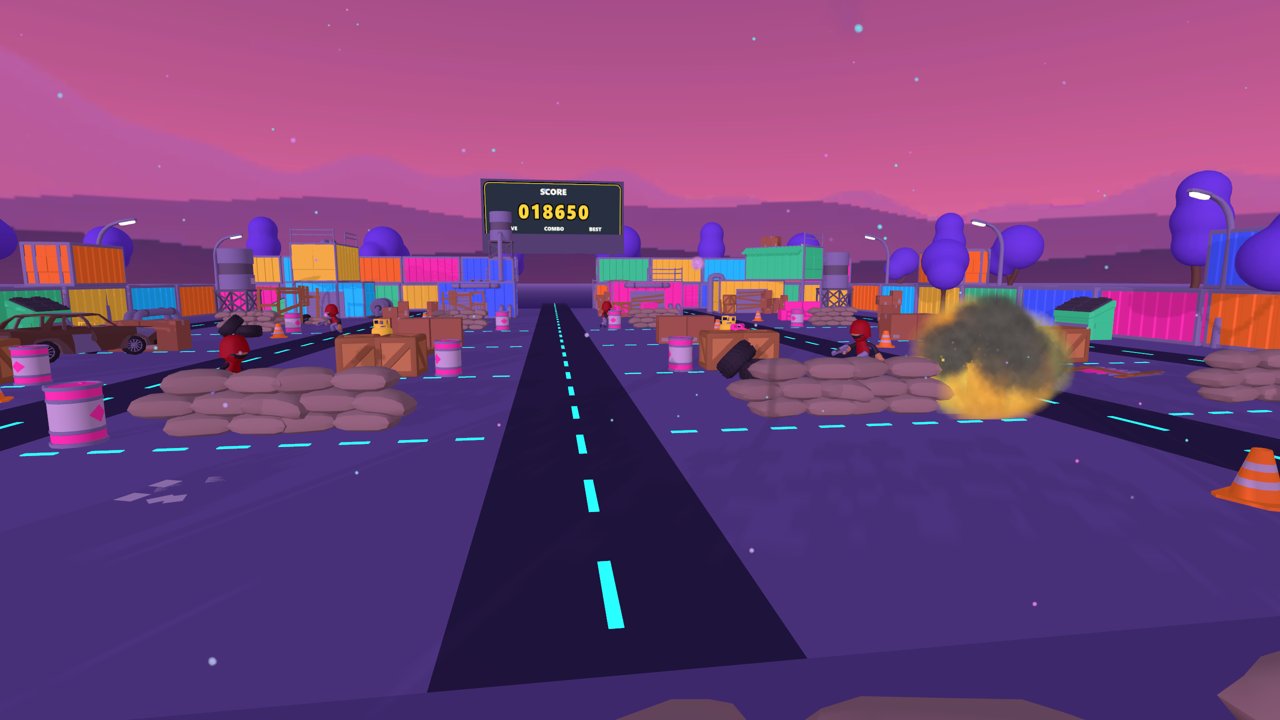 Neon Dusk with a barrel exploding